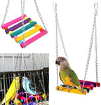 Qpets 9 in 1 Birds Toys Set Parrot Toy Chew Toy with Hanging Hammock Swing Bell Pet Climbing Ladders Love Birds Toys for Small Parakeets Cockatiels Conures Finches Budgie Macaw Parrots