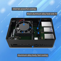 Verilux Raspberry Pi 4 Case, Raspberry Pi 4 Passive Aluminum Alloy Case with Heat Sinks for Raspberry Pi 4 with 3510 Cooling Fan and 4 pcs Aluminum Heat Sinks for Raspberry Pi 4 Model B/Pi 4B/Pi 4