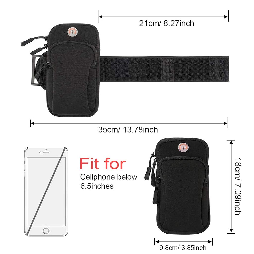 ZIBUYU® 6'' Running Armband Phone Holder for Running,Cycling,Work Out Gear Organizer Pouch Waterproof Phone Pouch with Earphone Cable Cutouts Adjustable Armband