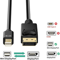 Verilux® Mini Display Port to Display Port Cable, Bi-Directional Transmission 70 inch Mini DP (Thunderbolt) to DP Cable, 4K@60Hz, 2K@144Hz, Gold-Plated, Compatible for MacBook Air/Pro, Surface Pro