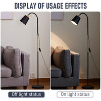 ELEPHANTBOAT® Minimalist Floor Lamp Fixture E27 Bulb Metal Floor Lamp Fixture 1.5m Floor Lamp with Metal Base Flexible Gooseneck PVC Lamp Shade, Long Power Cable with Switch, No Bulb Included