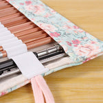 PATPAT  Canvas Handmade Knitting Pencil Roll Wrap Holder Pouch Case with 48 Slots