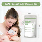 SNOWIE SOFT® 30Pcs Breast Milk Storage Bags Baby Breastmilk Storage Bag Freezer Disposable, Food Grade BPA Free Heat Resistant Ziplock Transparent Pouches for Breast Feeding Safe Food Storage, 80ML