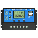 Verilux 20A 12V/24V Solar Charge Controller Solar Panel Controller Intelligent Regulator with Dual USB Port 5V Light Timer Control LCD Display