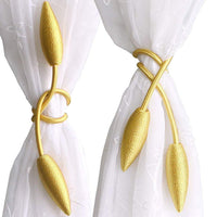 Supvox  Curtain Tiebacks Alloy Solid Free Size Curtain Holders Tieback Decorative Unique Design Drape Tie Backs, Pack of 2, gold, blackout