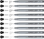 ELEPHANTBOAT  Micro Pen Waterproof Fineliner Ink Pen Set for Mandala Art, Artist Illustration, Office Documents, Scrapbooking, Technical Drawing, Manga - Black, Set of 9