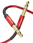 JSAUX® 1/4 Inch Cable Guitar Balanced Cable [6.6ft], 1/4 TRS Jack to 6.35mm Stereo Audio Cable Male to Male for Electric Guitar, bass Guitar, Electric Mandolin, Speaker-Red