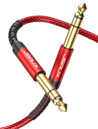 JSAUX® 1/4 Inch Cable Guitar Balanced Cable [6.6ft], 1/4 TRS Jack to 6.35mm Stereo Audio Cable Male to Male for Electric Guitar, bass Guitar, Electric Mandolin, Speaker-Red