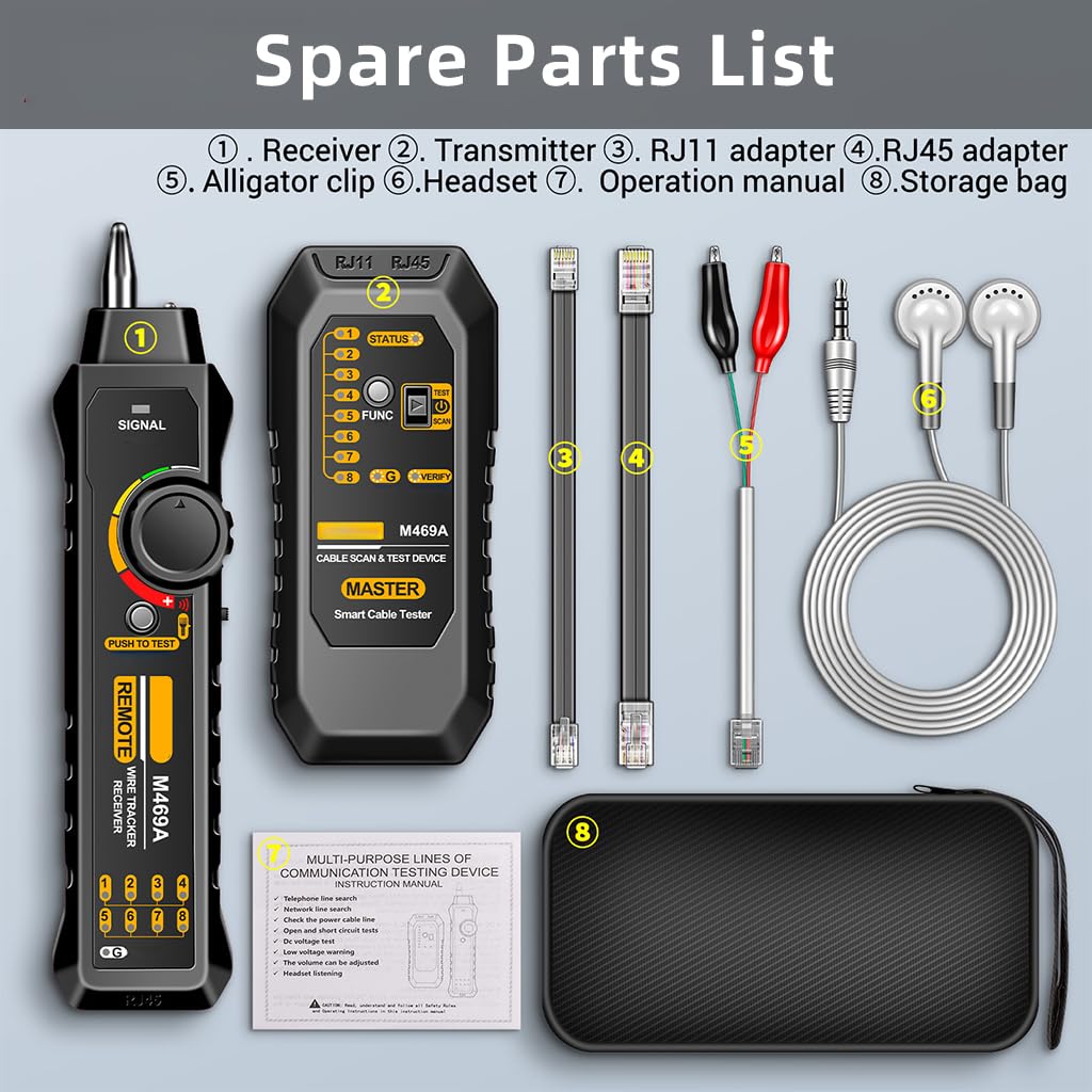 Serplex® Network Cable Tester, Networking Analyzer RJ45 RJ11 Multi-Function Wire Tracker and Circuit Tester with Earphone for Cable Collation, Network & Telephone Line Test