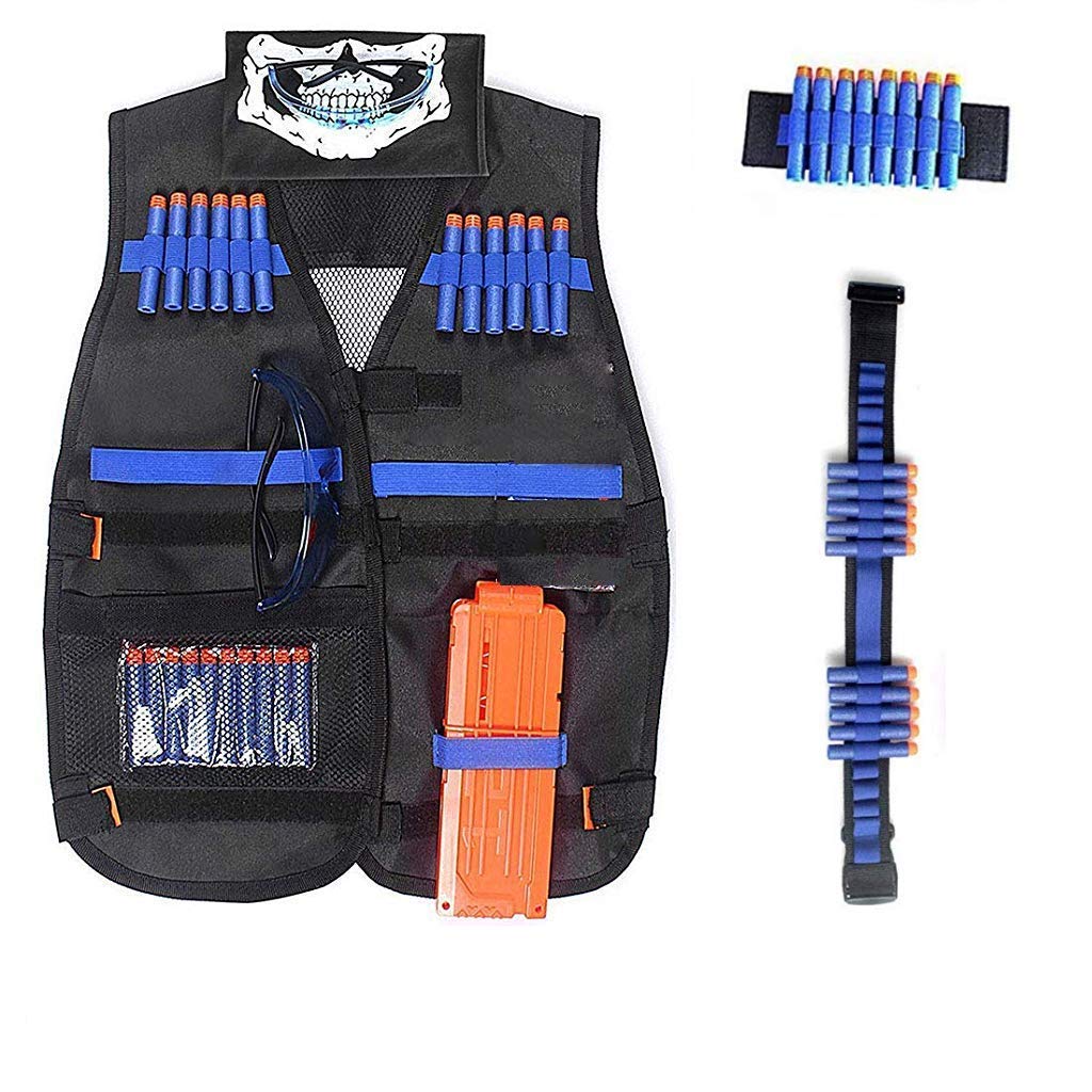 Supvox Tactical Vest Kit Compatible with Nerf Guns N-Strike Elite Series Protective Glasses -Blue (1Set)