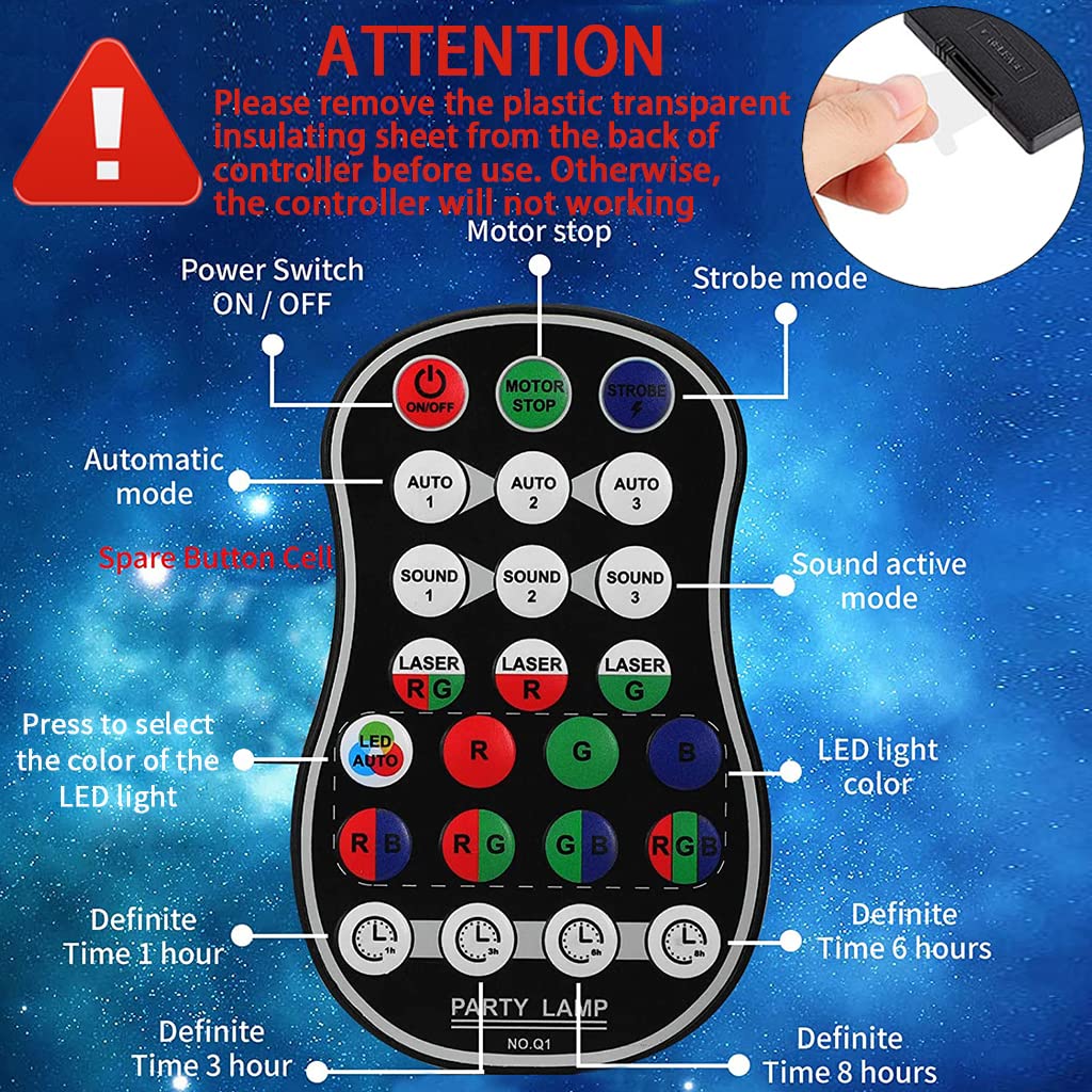 ELEPHANTBOAT DJ Light Party Disco Light for Home Party with 60 Pattern & 128 RGB Squares Laser Light Remote Control RGB Led Disco Ball Sound Active Modes Dancing Light for Room Magic Lights for KTV