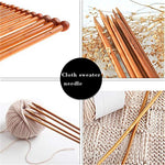 ELEPHANTBOAT  18pcs Wood Knitting Needle Set--Small to Large 2-10mm, Sturdy Round Blunt Yarn Knitting Needles Tool Kit