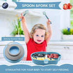 SNOWIE SOFT® Baby Bowl and Spoon Set Bady Feeding Bowl Spoons and Fork Dinnerware Self Feeding for Baby Toddler Durable Nonslip Suction Plates for Baby Non Toxic - BPA Free Plastic