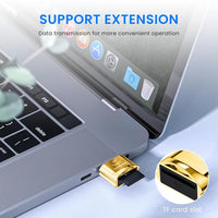 Verilux® TF Card Reader Type C Micro TF Card Reader Golden TF Card Reader with Keychain USB C to Micro SD SDHC SDXC OTG Memory Reader, Compatible with Phone with OTG Function, Instant TF Card Reader