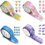 HASTHIP 4 Roll Creative Flower Petal Washi Tape, Masking Tape Decorative Decals, DIY Petal Stickers for Scrapbooking, Diary, Bullet Journal, Planner, 200 Petals/Roll (Purple)