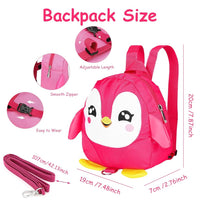 SNOWIE SOFT® Cute Toddler Backpack with Detachable Safety Leash Anti Lost Kids Travel Backpack for Toddlers Cartoon Penguin Backpack Toddler Backpack for Girls Boys (Pink)