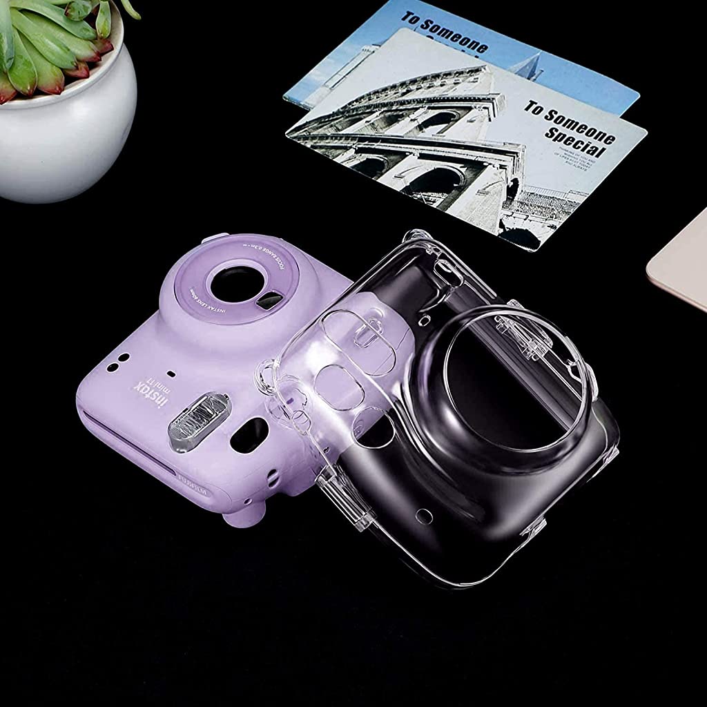 ZORBES Instax?Mini?11?Case Cover, Crystal Protective Camera?Case for Fujifilm Instax?Mini?11, Easy Install Clear Hard Shell Cover with Removable Rainbow Shoulder Strap for Intex?Camera?Mini?11