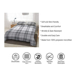 Supvox  Premium 3 Piece Bed Sheet Set 100% Microfiber Polyester £¨Includes 1 Flat Sheet, 2 Pillow Covers - Super Soft, Warm, Breathable, Cooling, Wrinkle and Fade Resistant (Queen, Gray Grid)
