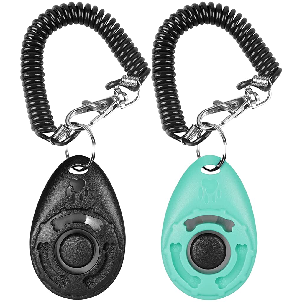 Qpets 2 Pcs Dog Training Stick Command Training Dogs Clicker Pet Training Clicker with Wrist Strap Dog Training Kit Dog Training Clicker