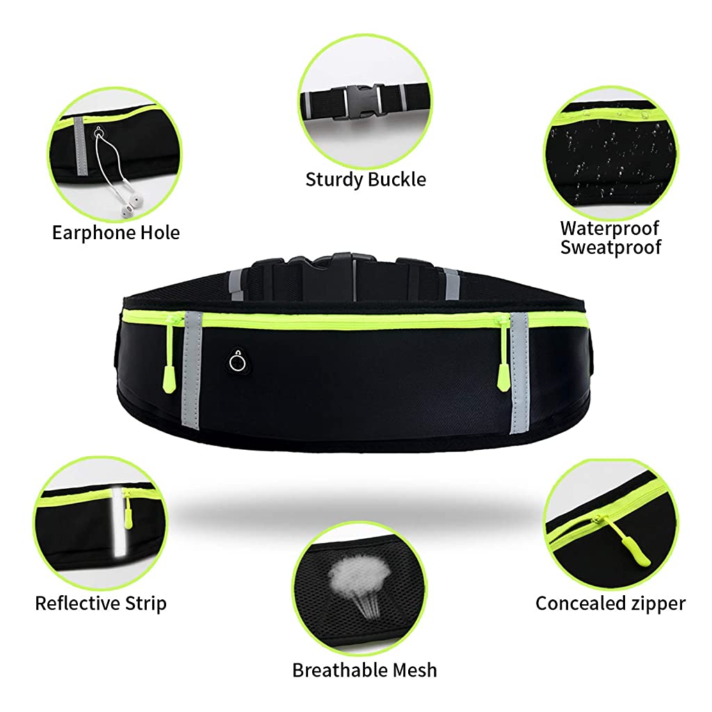 SANNIDHI Synaty Waist Bag for Men & Women, Stylish Slim Fanny Pack Casual Sling Shoulder Chest Pack with Adjustable Strap for Walking Cycling Running Hiking Hold Phones, Keys, Cards (Black)