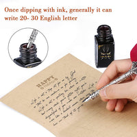 Climberty  English Calligraphy Feather Dip Quill Pen Writing Ink Set Stationery Gift Box with 5 Nibs and Ink (Red)