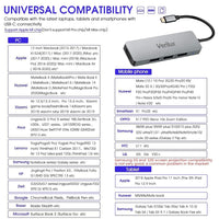 Verilux® USB C Adapter 4 in 1 Portable Aluminum HDMI Adapter with 4K@30Hz HDMI Output, USB 2.0/3.0 Ports Compatible for MacBook Pro/Air, iPad Pro, XPS, Surface Pro/Go More Type C Device