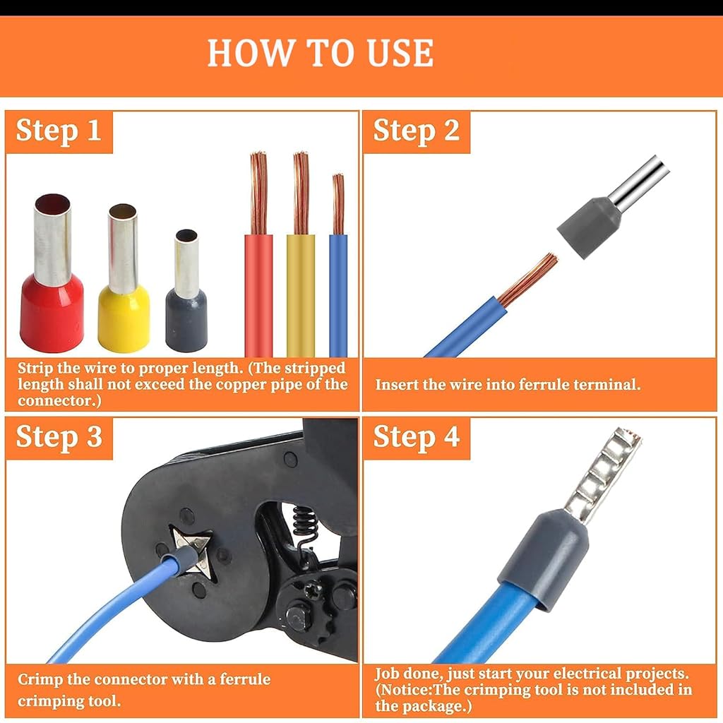 HASTHIP® 1200pcs Electronic Wire Ferrules Kit, Assortment Ferrule Wire Copper Crimp Connector, Wire Connector Jointer Kit Wiring Cable Connector, Insulated Cord Pin End Terminal AWG 23-7