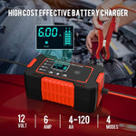 STHIRA Car Battery Charger, Smart Car Battery Charger 12V 6A Automatic, LCD 12V Pulse Repair Battery Charger, Battery Maintainer, Multi Protection Mechanism,Temperature Monitoring