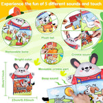 SNOWIE SOFT® Baby Soft Cloth Book, with Hand Puppet, Farm Animal Touch and Feel, fold Book Tail Tactile Fabric Activity Book, Suitable for Babies, Toddlers -Farm