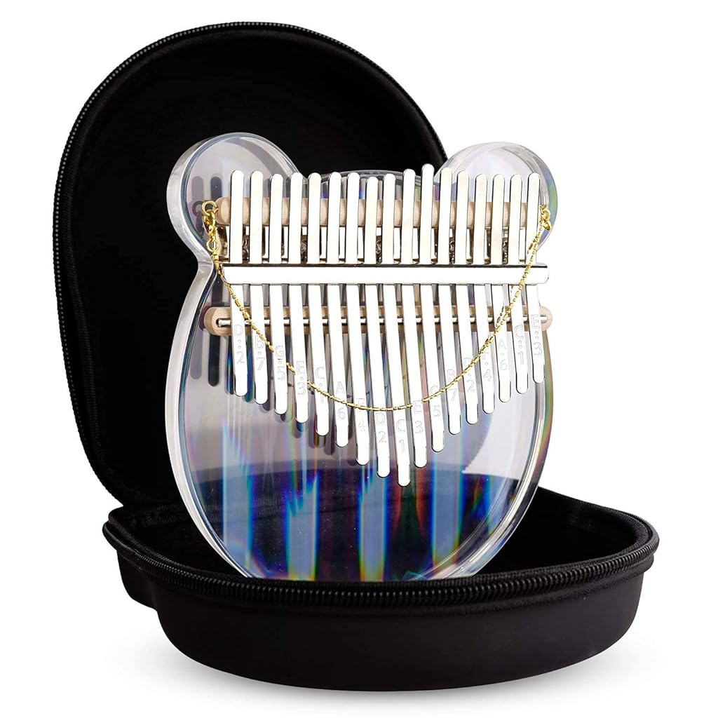 Verilux® Thumb Piano Crystal Kalimba Acrylic Mbira Finger Kalimba Musical Instrument Gifts for Kids Adult Beginners with Tuning Hammer, Study Instruction and Eva bag