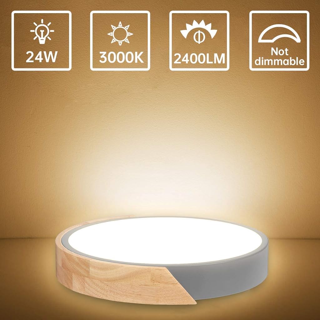 ELEPHANTBOAT 24W Warm White Ceiling Light for Living Room, Modern LED Ceiling Light 3000K Acrylic Square LED Ceiling Lamp for Hallway Office Bedroom Kitchen Living Room Ceiling Light