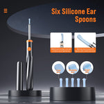 HANNEA  Ear Wax Remover Tool Kit Camera with 6 Ear Spoons Ear Cleaner Tool Wireless HD Otoscope 1080P 4mm Ear Wax Cleaner Machine Led Light EarCameraforCleaning Spade Ear Cleaner Camera for IOS & Android