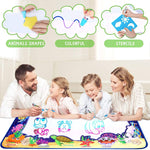 SNOWIE SOFT® Educational Toys for Kids 3+ Years Water Doodle Mat,Magic Slate 47x35 Inches Extra Large Writing Drawing Mat Aqua with 2 Magic Pens Toy for Girls Boys Toddler Gift