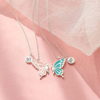ZIBUYU  2 Pcs Friendship Necklace Magnetic Half Butterfly Pendant Best Friend Necklace Set for Besties, Best Friends, Girls Gift, Sisters