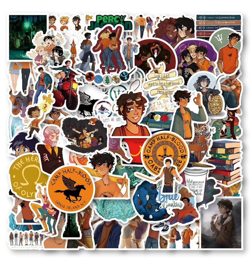 HASTHIP® 60Pcs Percy Jackson Stickers, Theme of Movie Stickers Anime Cartoon Waterproof Vinyl Stickers Album Stickers for Water Bottle Luggage, Cute Graffiti Decals for Teens Girls Boys Adults