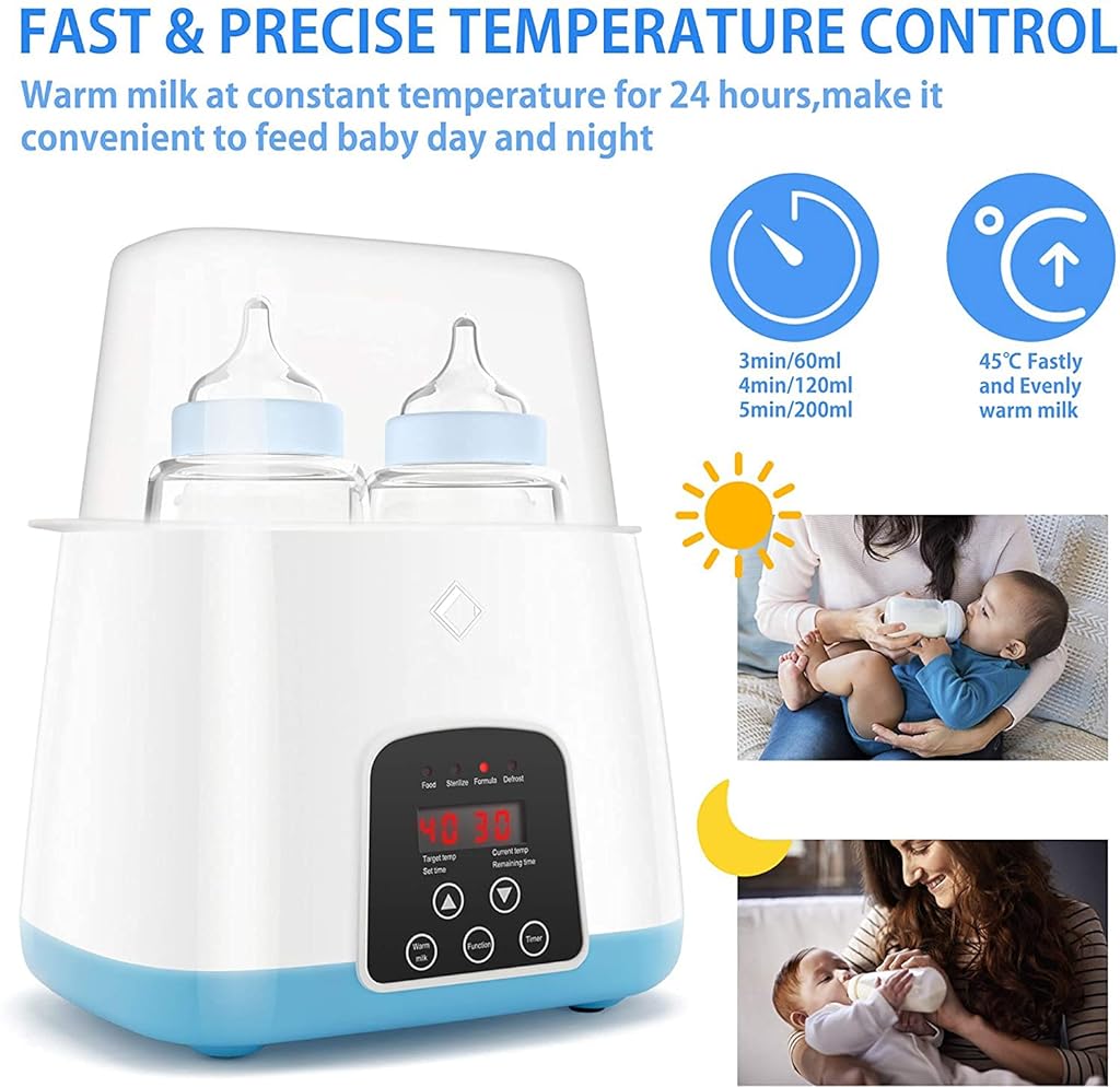 SNOWIE SOFT® 6 in 1 Baby Bottle Warmer & Sterilizer for Baby Food, Water Milk Heater & Defrost, Electric Steam Sterilizer with LCD Display, Accurate Temperature Control, Baby Accessories