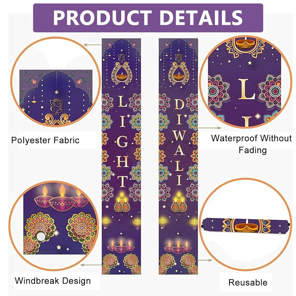 HASTHIP® Diwali Decorations for Home, Happy Diwali Banner & Diwali Backdrop, Rangoli Diwali Banner Photo Backdrop Decorations for Wall, Indian Deepavali Diwali Festival Themed Light Party