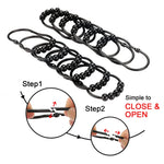 HASTHIP  10Pcs Stainless Steel Curtain Hooks, Curtain Rings for Bathroom Shower Rods, Rust Resistance, Black (6 x 4cm/2.3 x 1.6 inch)