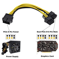 Verilux  PCIe 8 Pin Female to Dual 8 Pin (6+2) Male PCI Express Adapter Power Cable PCIE Y - Splitter Cable (6 Pack)