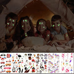 PATPAT 12 Sheets Glow Temporary Cartoon Sticker for Kids Glow Fake Tattoos Sticker Masquerade Cartoon Tattoo Luminous Tattoo Boys Girls Party Supplies Kids Fun Sticker