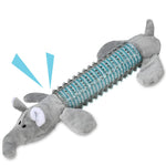 Qpets Dog Toys Pet Dog Puppy Cat Play Plush Stripe Gray Elephant Squeaky Sound Chew Toys Dog Accessories for Puppy Dog Teething Toys 1pcs