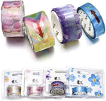 HASTHIP 4 Roll Creative Flower Petal Washi Tape, Masking Tape Decorative Decals, DIY Petal Stickers for Scrapbooking, Diary, Bullet Journal, Planner, 200 Petals/Roll (Purple)