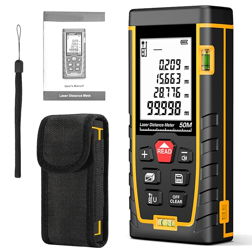 Verilux® 165FT Laser Measure Device ± 2mm Precise Digital Measure Tool, Range Finder with Dual Levels,Large LCD Backlit,IP54 Waterproof Battery Powered