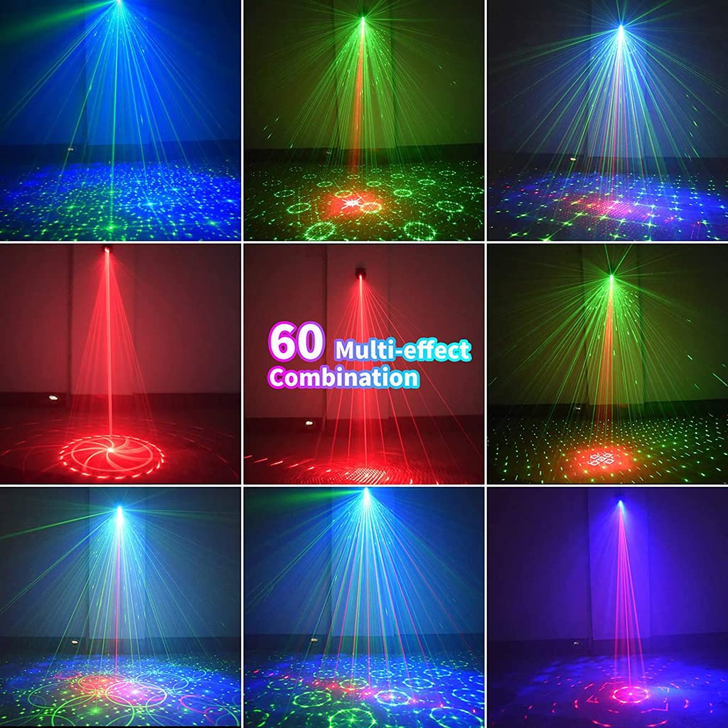 ELEPHANTBOAT RGB DJ Light Party Disco Light for Home Party with Laser Light Remote Control Led Disco Ball 60 Pattern 11 Color & 3 Sound Active Modes Dancing Light for Room Magic Lights for Diwali KTV