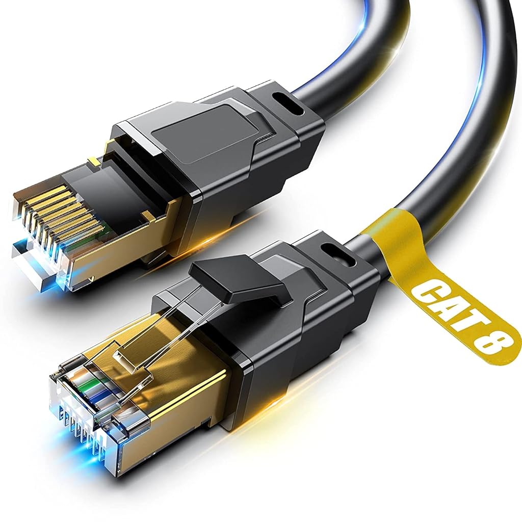 Verilux Cat8 Ethernet Cable 5m High Speed Network Patch LAN Cable 26AWG Cat8 Cable 40Gbps 2000Mhz Lan Wire for Router/Xbox/IP Cam/Modem - 5 Meter-Black
