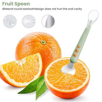 SNOWIE SOFT® Baby Fruit Spoon Scraper for Baby Feeding 2 in 1 Multifunction Serrated Grapefruit Fruit Spoon for Kids(Green)