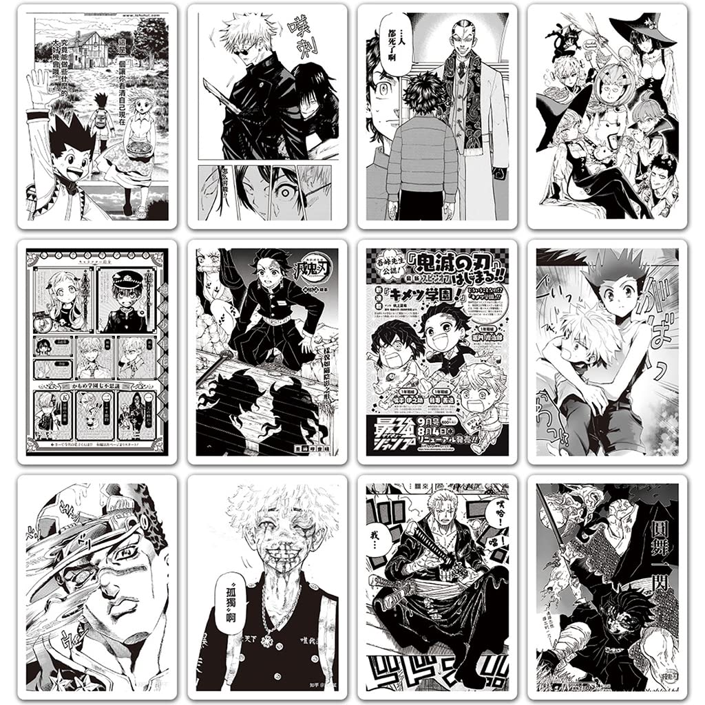 HASTHIP 100pcs Hit Anime Stickers Black and White Sticker Graffiti Sticker Set Sticker for DIY Crafts Photo Album Stickers Art Aesthetic Stickers Skateboard Stickers Phone Case Sticker