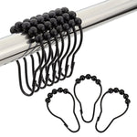 HASTHIP  10Pcs Stainless Steel Curtain Hooks, Curtain Rings for Bathroom Shower Rods, Rust Resistance, Black (6 x 4cm/2.3 x 1.6 inch)