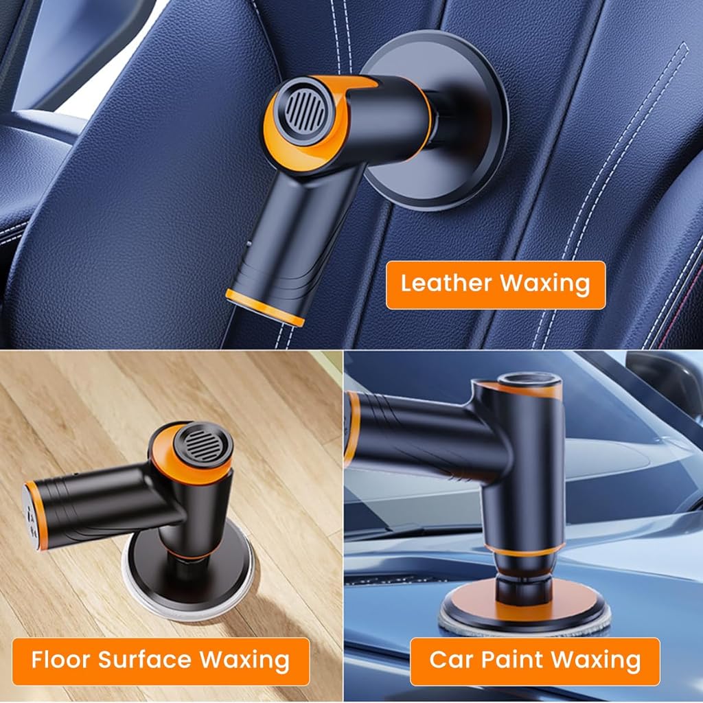 STHIRA® Cordless Electric Car Polish Machine Car Polish Kit with 4 Buffing Pad, 2 Dusting Brush 1800RPM Car Polishing Machine with 2 Speeds, Car Buffing Machine for Polishing, Waxing, Cleaning