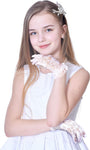 ZIBUYU  Lace Gloves for Bride Marriage Dress Gathered Rhinestone Lace Sequins Satin Bridal Party Wedding(white)